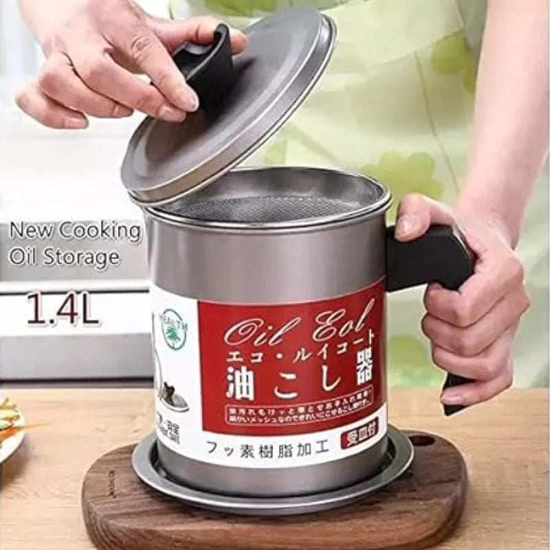 Oil Fryer Cookerwith Stainless Steel Fine Mesh With Lid Food Grade Iron Cooking Oil Filter Machine With Handle For Kitchen..